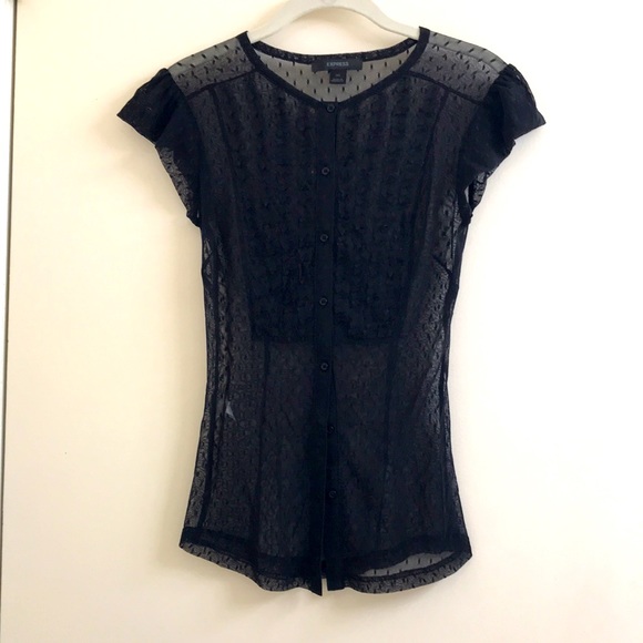 Mesh polka dot ruffle blouse - Picture 3 of 6